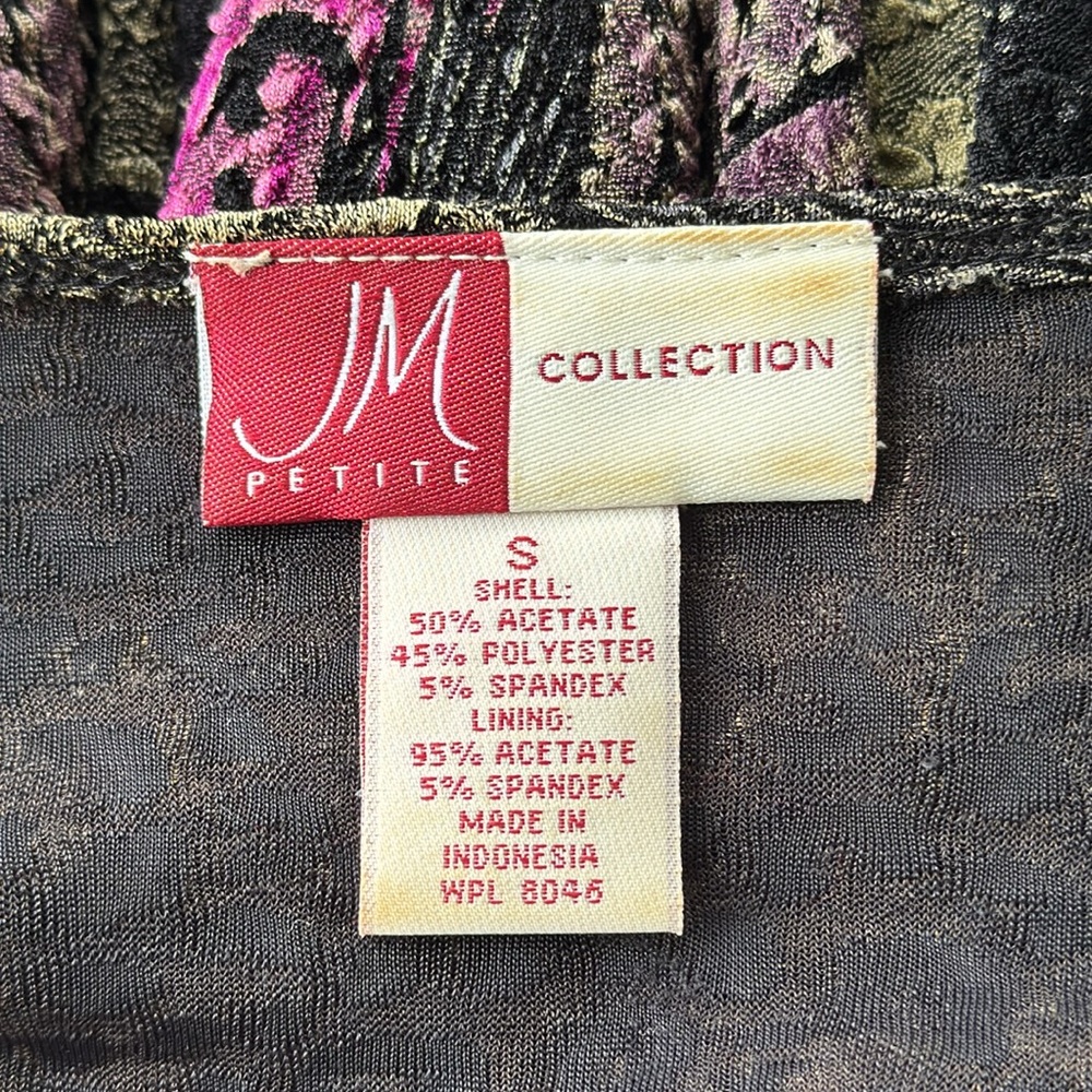 Vintage JM Collection petite purple leopard feather abstract print top small - Picture 9 of 10